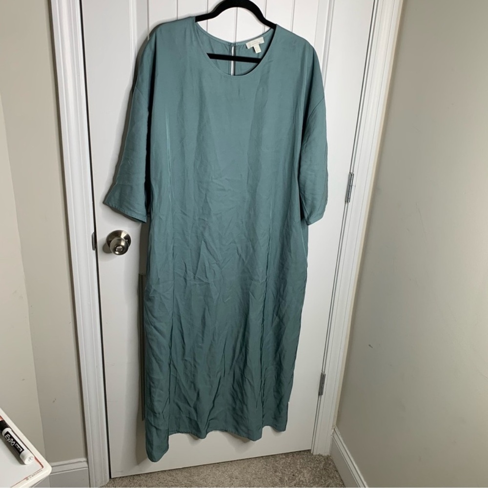 COS sage green turquoise relax midi dress size 12 lagenlook minimalist